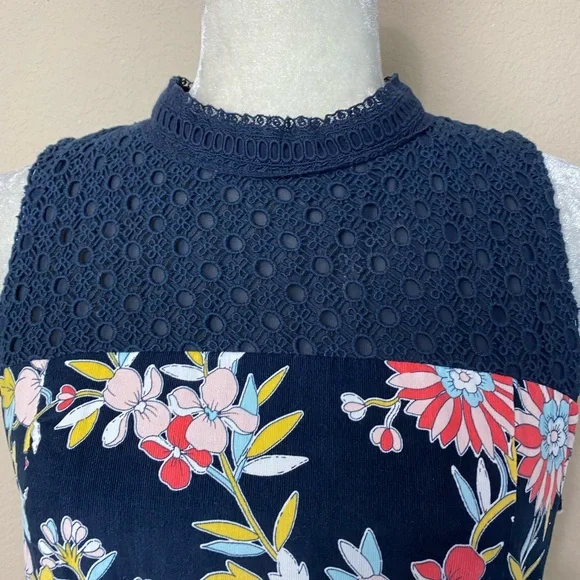 Moulinette Souers Ashbury Corduroy Fit & Flare Blue Floral Print Dress Size 10 - Picture 3 of 11